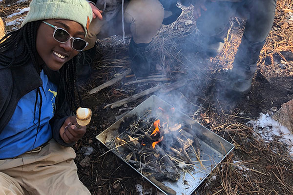 Around a campfire at program with Cheyenne Mountain Zoo